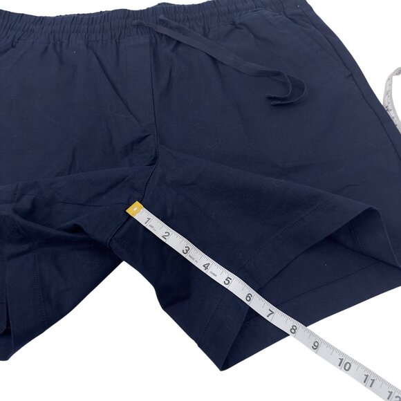 Talbots Womens Navy Blue Cotton/Lyocell Blend Drawstring Shorts Size L Pull On - Picture 7 of 9